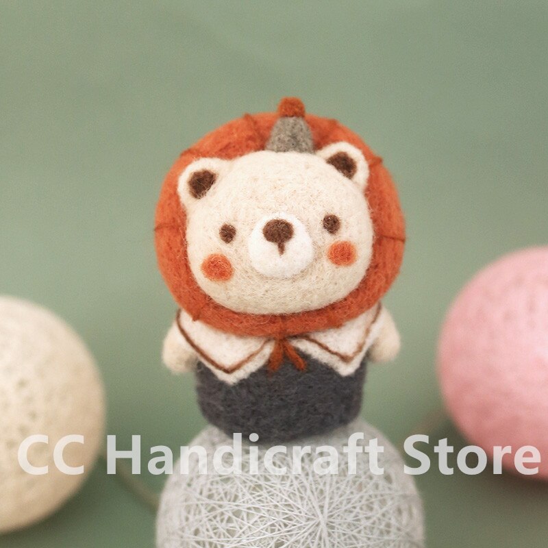 Wool Felt Handmade Non-finished Needle Felted Animals Craft Kits Cute 6 Styles of Animals Felt Wool DIY Material Package: Style 3