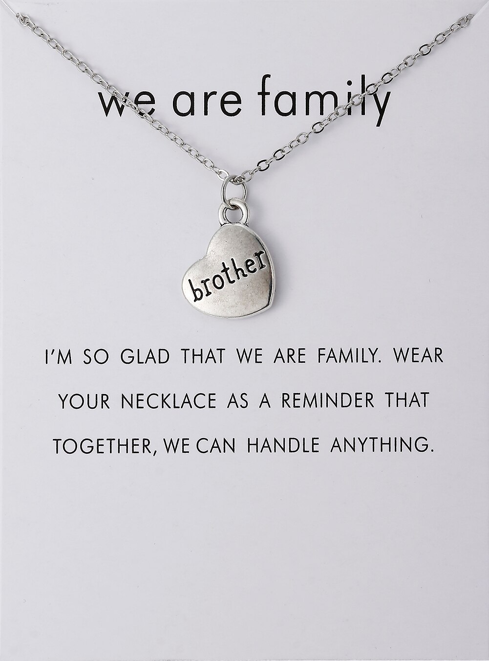 Heart Love We Are Family Tree Dad Mom Sister Members Alloy Pendant Necklace Jewelry: white card brother