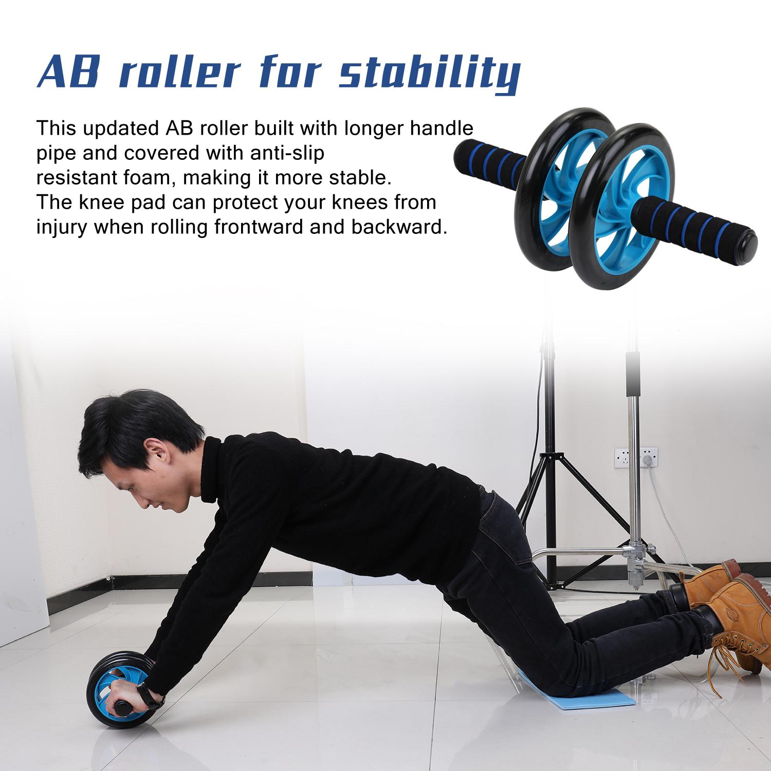 5-in-1 AB Roller Kit Abdominal Press Wheel Pro with Push-UP Bar Jump Rope Knee Pad Gym Home Exercise Fitness Workout Equipment