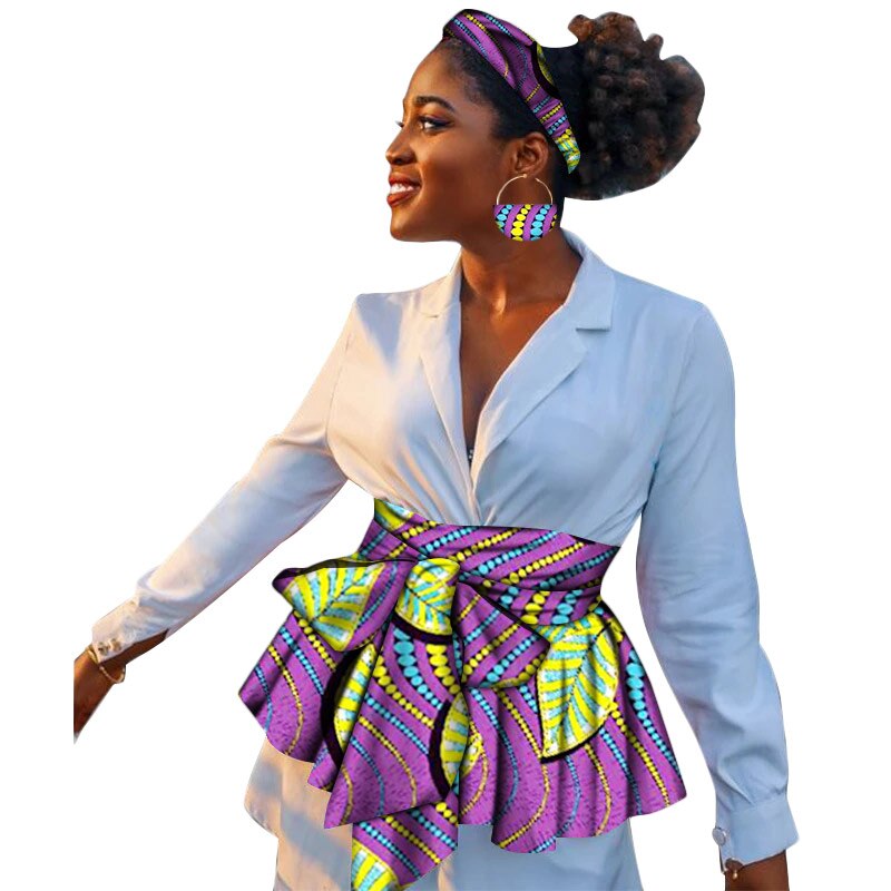 Cinturón de cintura alta de estilo africano para mujer, ropa india, Vintage, flor, línea A, asimétrico: 9