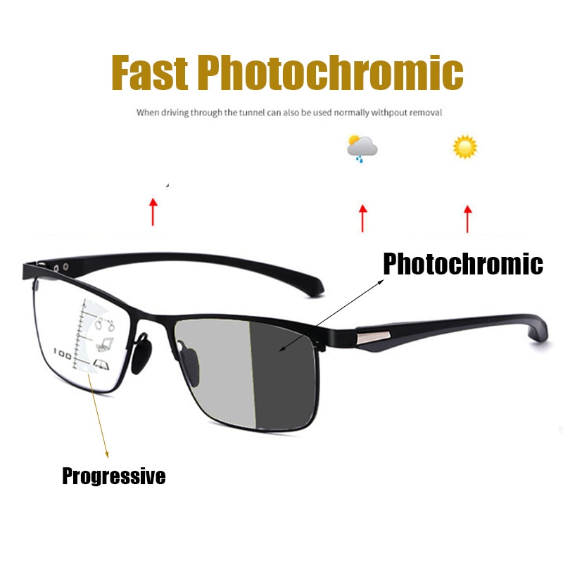 Intelligente Progressieve Meekleurende Leesbril Mannen Vrouwen Dichtbij En Dual-Gebruik Anti-Blauw Licht Automatische Aanpassing Eyewear