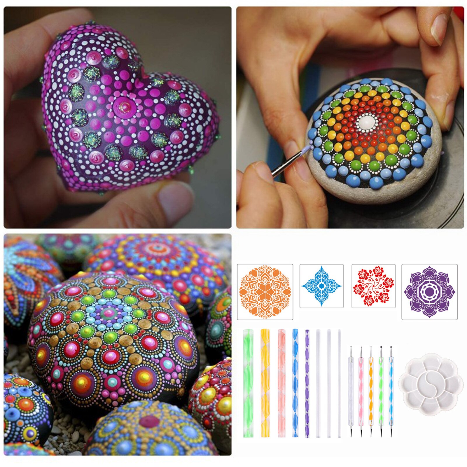 6/18/34/35-piece Mandala Stippling Tool Pen Set Painting Tool Set Reusable Unique DIY Stippling Equipment Kit