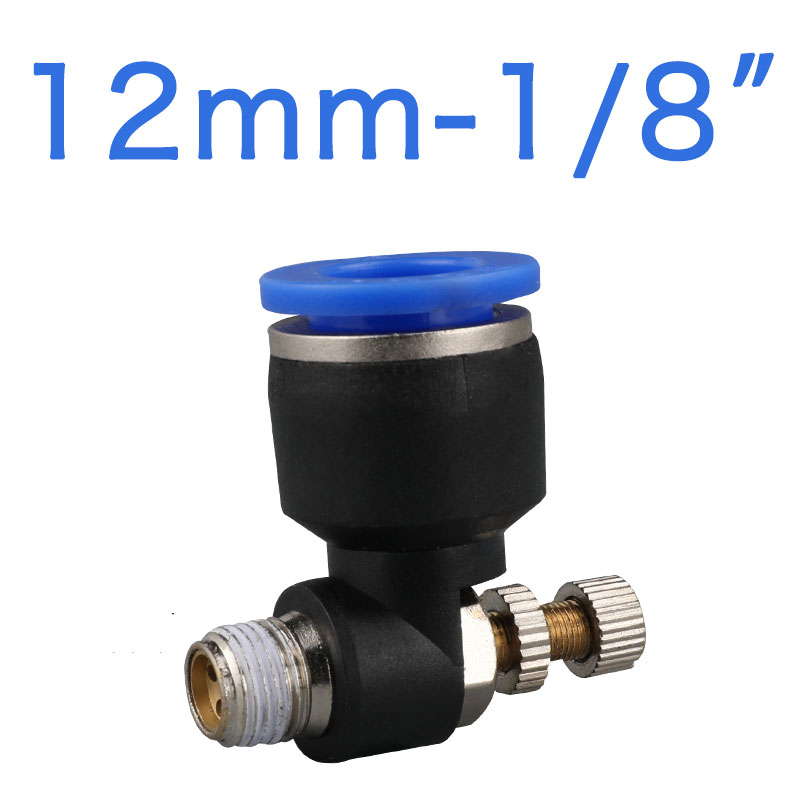 Pneumatic speed flow controller 8mm 6mm 10mm 12mm OD hose tube 1/4 "BSP 1/8" 3/8 "1/2" male Air flow limit valve: SL12-01