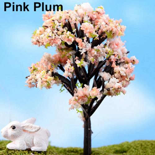 Miniature Sakura Plum Blossom/plum/willow/coconut Tree Plants Fairy Garden Accessories Dollhouse Ornament Garden Decoration: Pink Plum