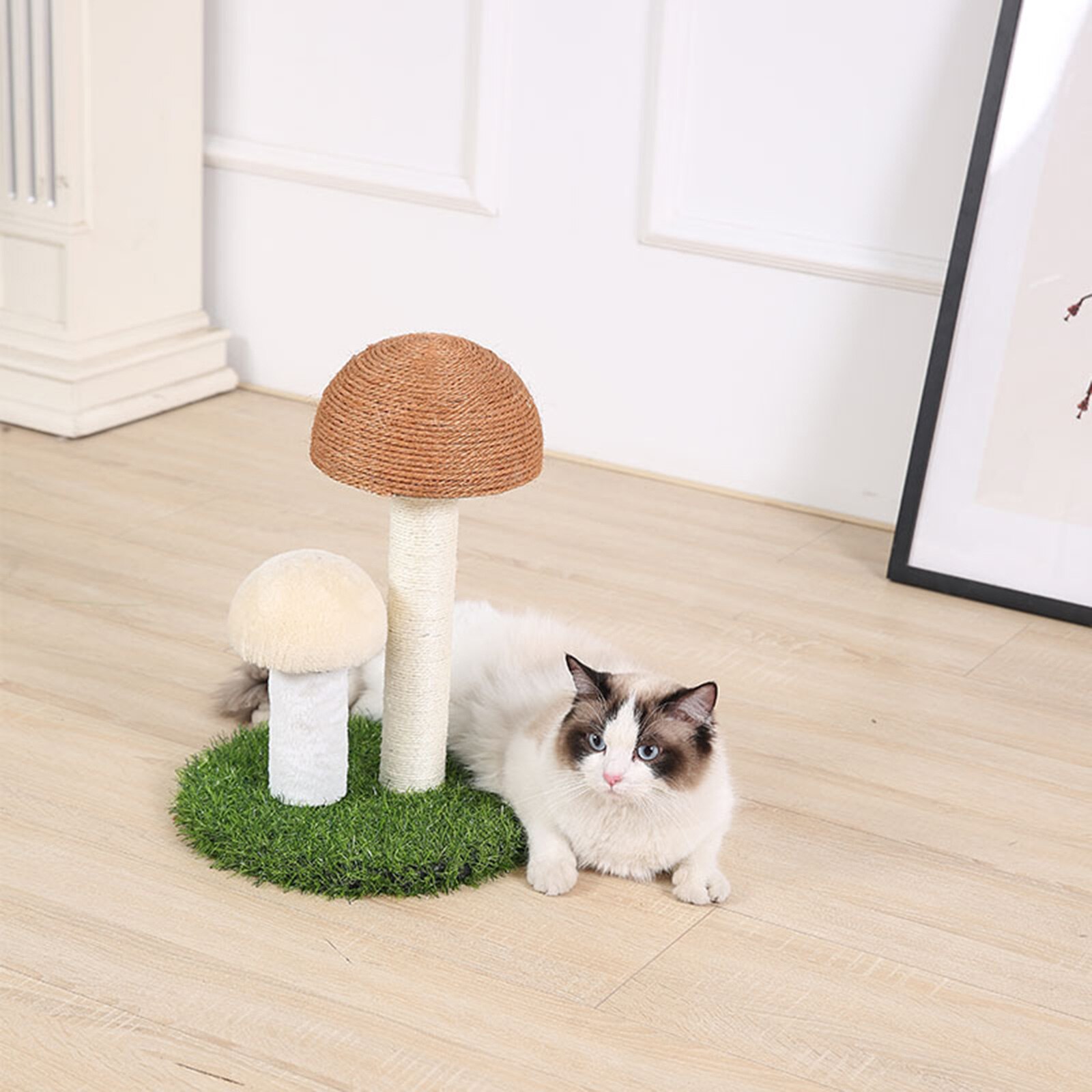 Cat Scratching Post Pet Play Fun Toy Scratcher Board for Lovely Cats: Yellow White
