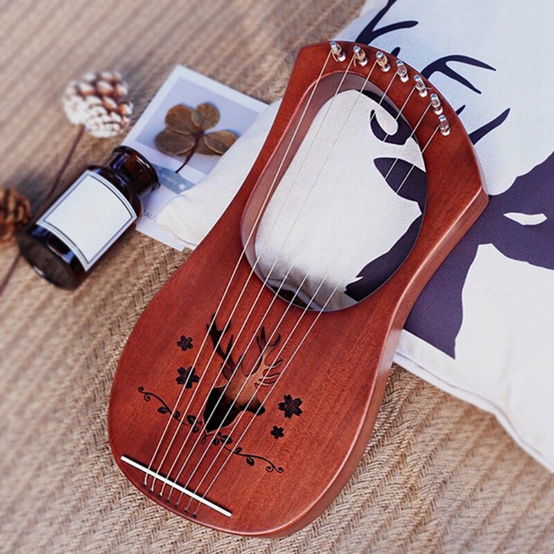7-- strengs lyre harpe mahogni solid tre metallstrenger strengeinstrumenter