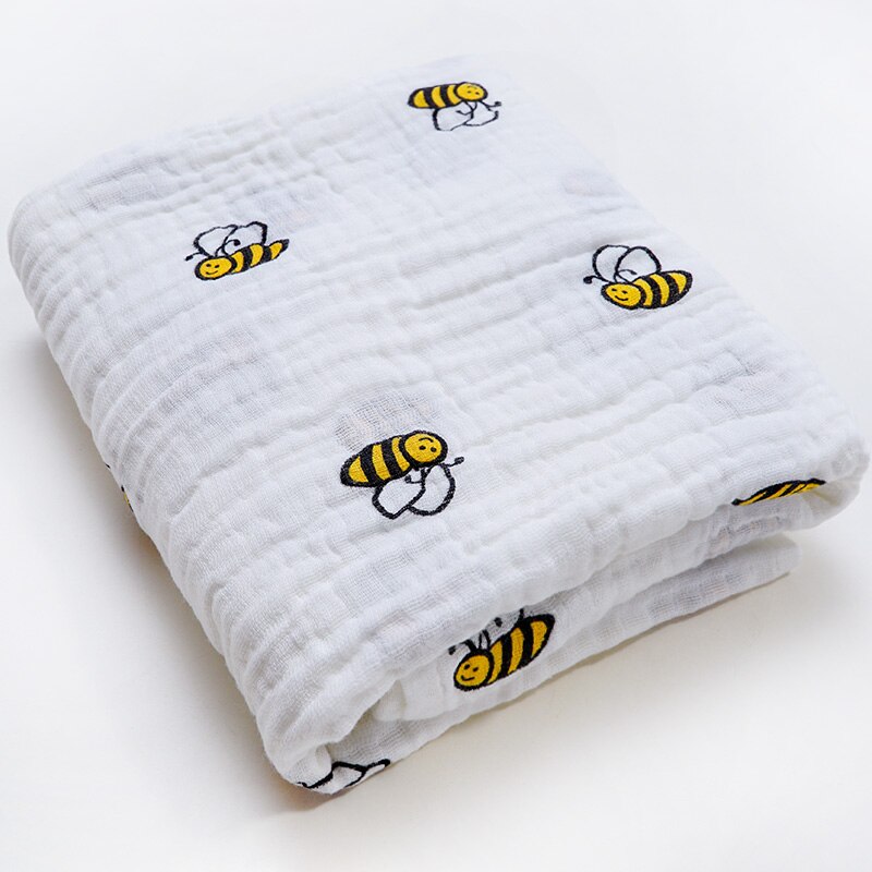 Klaring! Mousseline Inbakeren Baby Deken Zachte Katoenen Baby Wrap Sjaal Multiuse Baby Badhanddoek Luier Beddengoed Accessoires: bees