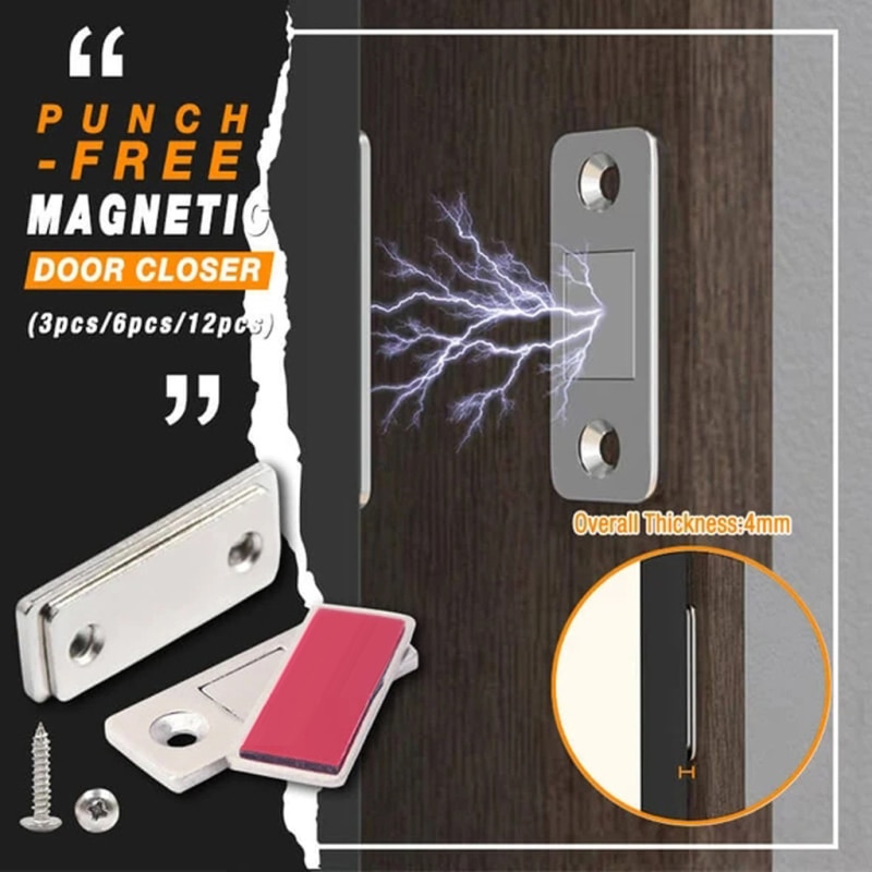Punch-Gratis Magnetische Deurdranger Aluminium Deur Versterking Slot Beveiliging Deurslot Thuis Deur Stopper Set