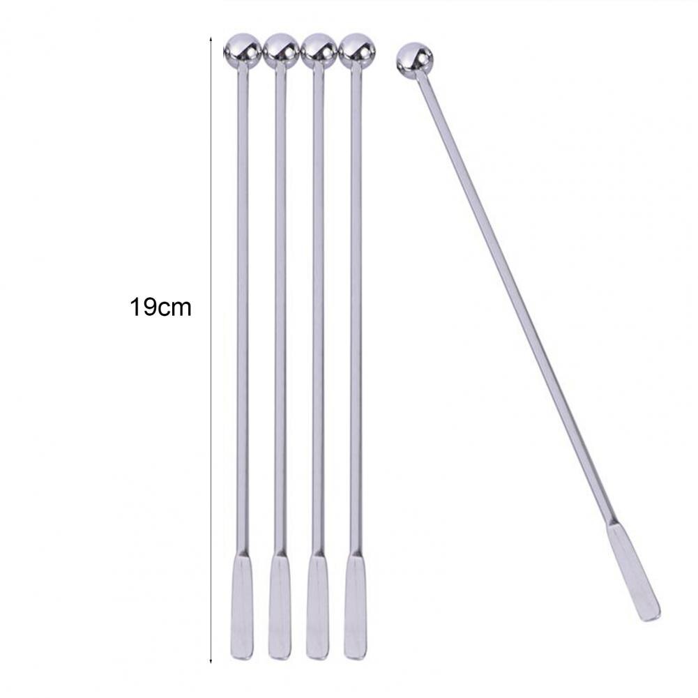 5Pcs 19cm Swizzle Sticks Reusable Long Handle Stainless Steel Cocktail Paddle Drink Stirrers for Office