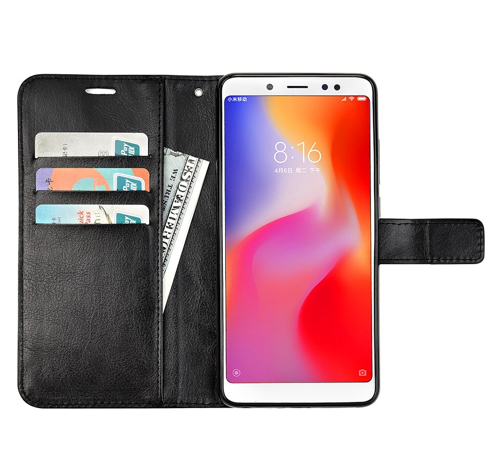 Funda de cuero de lujo para Xiaomi Redmi 6A, funda trasera del teléfono con tapa para Xiaomi Redmi 6 A 6 A 5,45 pulgadas