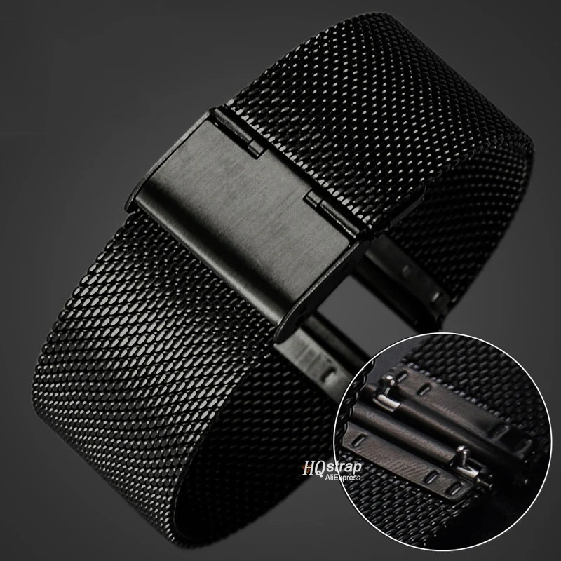 Correa de reloj milanesa 1,0/0,6/0,4, 18mm, 20mm, 22mm, correa de repuesto Universal de acero inoxidable para pulsera Seiko para pulsera de rol: Red black / 14 mm
