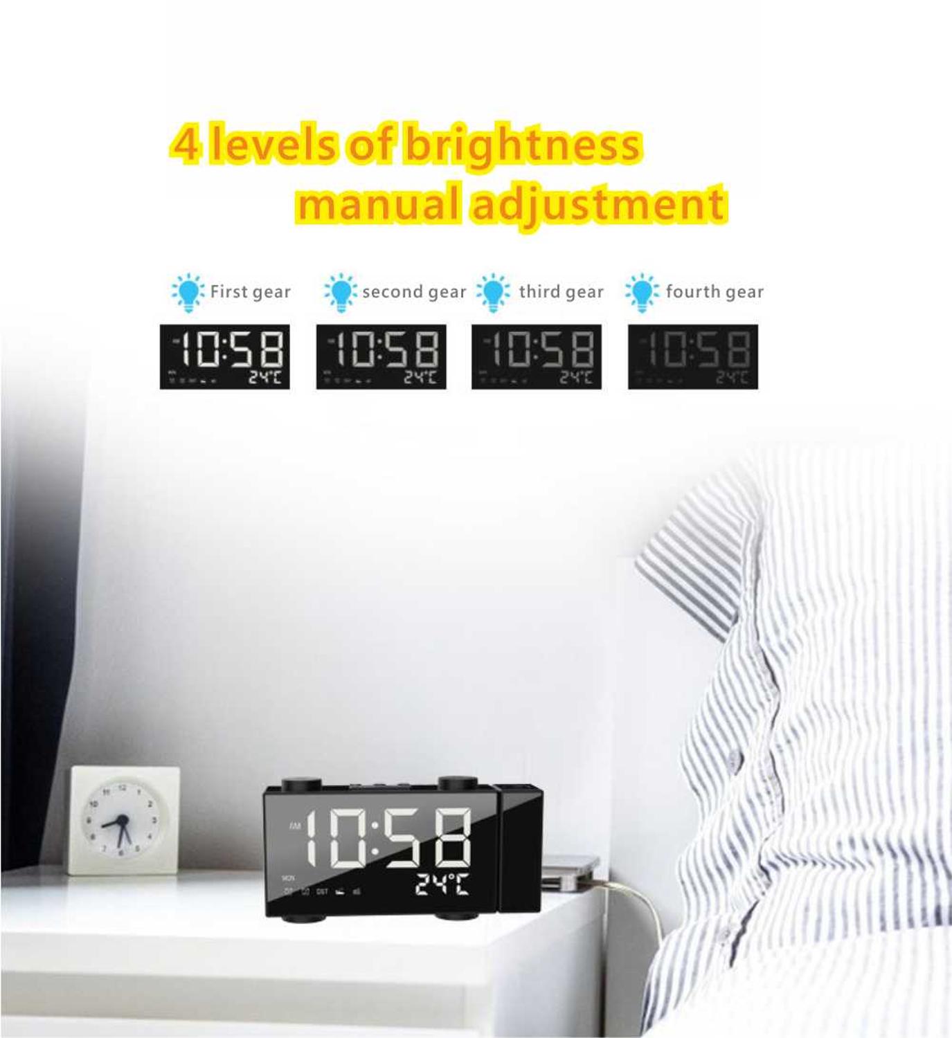 Projectie Wekker Digitale Klok Led Tafel Klok Nachtkastje Klok Desktop Klok Kalender Elektronische Klok Met Radio Projectie