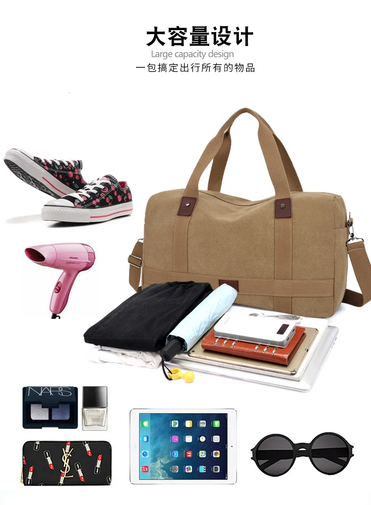 Mannen Reizen Canvas Handtas Multifunctionele opvouwbare tassen Handbagage Mannen Tote Grote capaciteit Weekend plunjezak Bolsas
