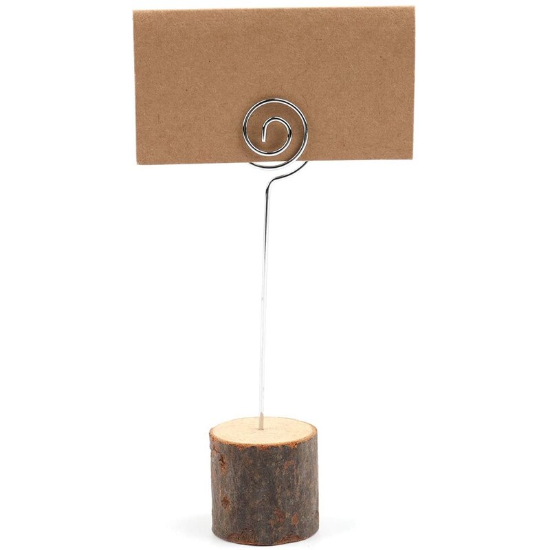 20 Uds. Tocón de madera de boda nombre lugar tarjeta soporte estante Mesa número tarjeta Clip madera artesanía decoración suministros para en casa: Default Title