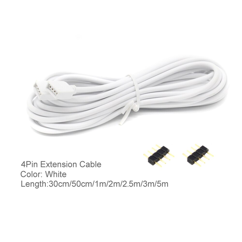 4Pin/5Pin Light Strip Extension Cable White LED Lamp Bar Extension Wire for 3528 5050 RGB/5050 RGBW LED Connector