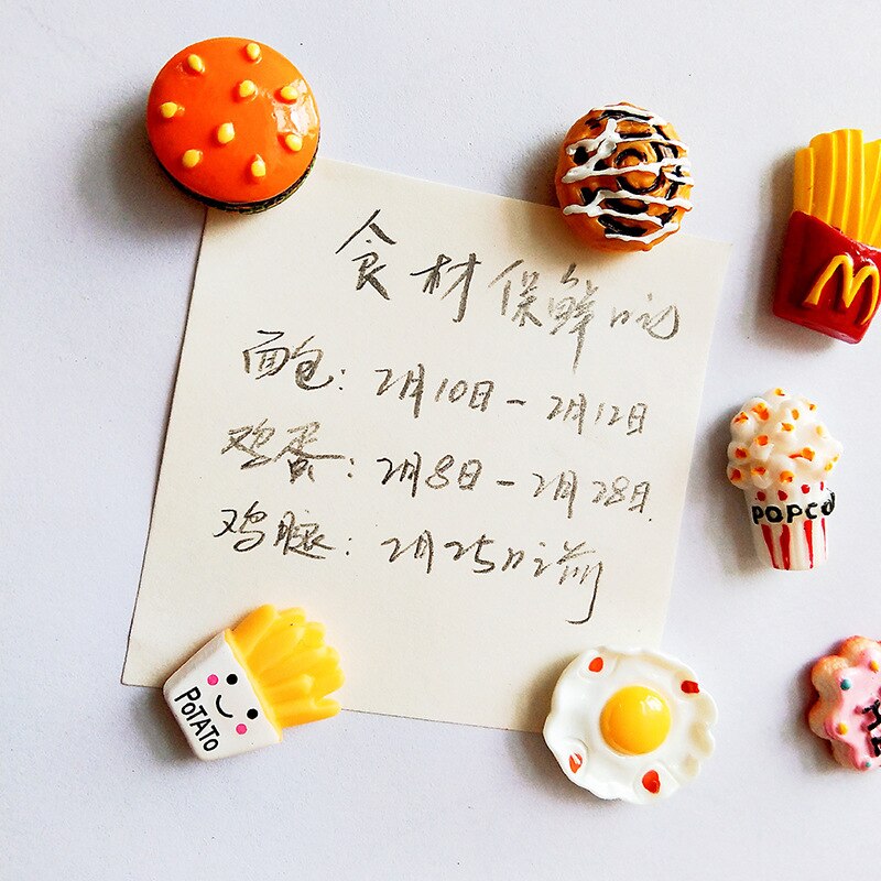 Leuke Frieten Hamburger Cartoon Creatieve Drie-Dimensionale Magnetische Sluiting Koelkast Magneten Magneten Home Decor