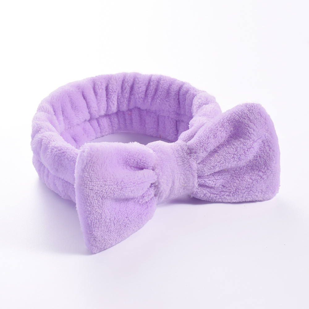 Diademas para el pelo para lavar la cara, diadema con lazo de lana Coral suave y cálida para mujeres y niñas, turbante, accesorios para el cabello de: Morado oscuro
