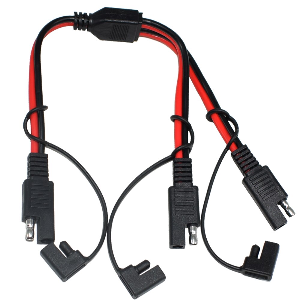 SAE DC Power Automotive Connector Cable Splitter 1 to 2 SAE Extension Cable Suitable for Solar Battery Connection 14AWG