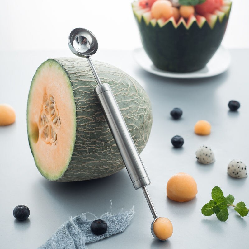 Home Kitchen Ball Digger Fruit Ball Spoon Set Stainless Steel Double-headed Caterpillar Flower Style Baking Tool: 1