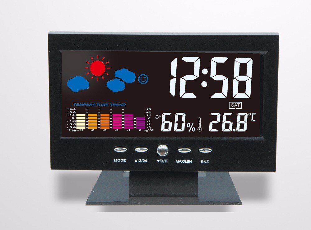 8082T Digital Thermometer Hygrometer Weather Station Alarm Clock Temperature Gauge Colorful LCD Calendar Backlight Timers Car
