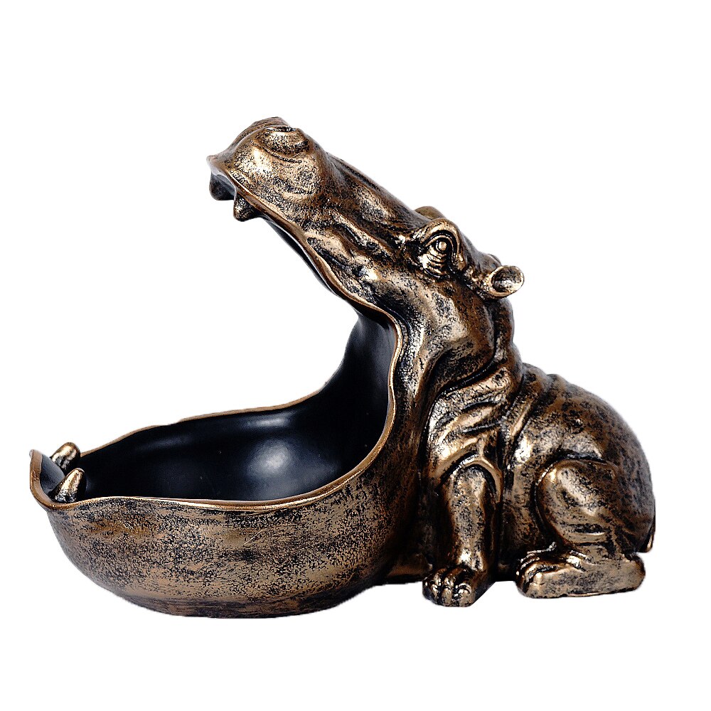 Vilead Hars Nijlpaard Beeldjes Sleutelhanger Opslag Decoratie Woonaccessoires Veranda Dier Standbeeld Ornament Chrimas Nieuwjaar Cadeaus: Golden