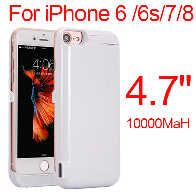 10000 Mah Vermogen Case Voor Iphone 6 6 S 7 Plus Case Batterij Oplader Voor Iphone 6 6 S 7 8 Plus Power Bank Opladen Case Powerbank: 4.7inch White