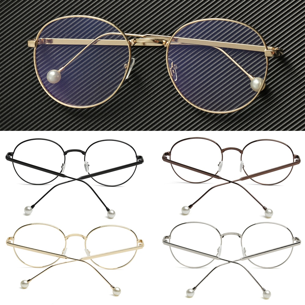 1pc Metal Anti-Blue Light Glasses Unisex Ultralight Round Metal Frame Computer Glasses Blocking Eyeglasses Flat Mirror Eyewear