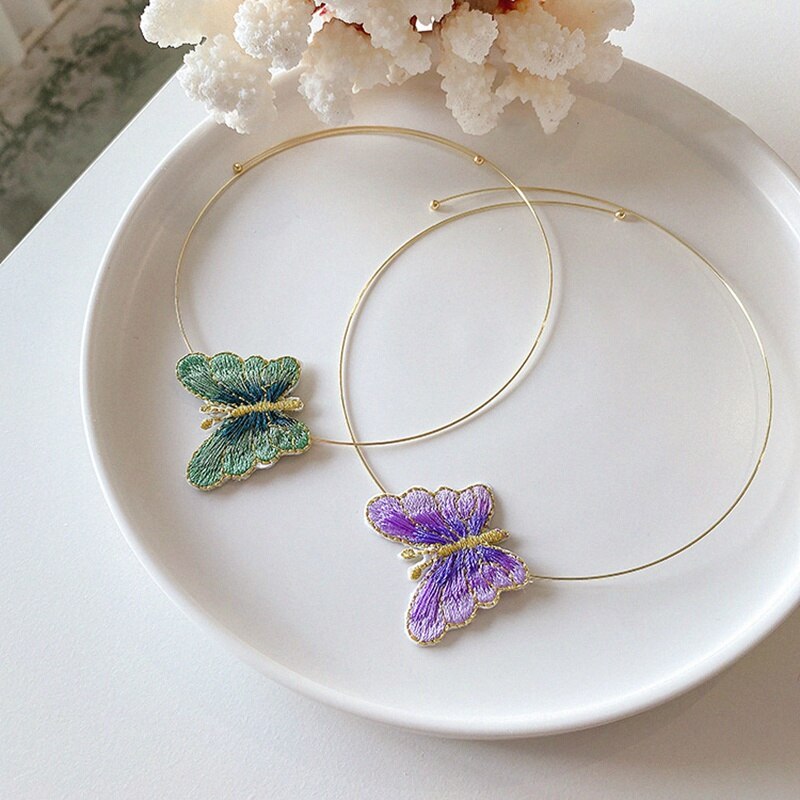 MENGJIQIAO, Gargantilla circular de Metal con de mariposa de coreana, joyería para mujeres, collar para chicas, de joyería