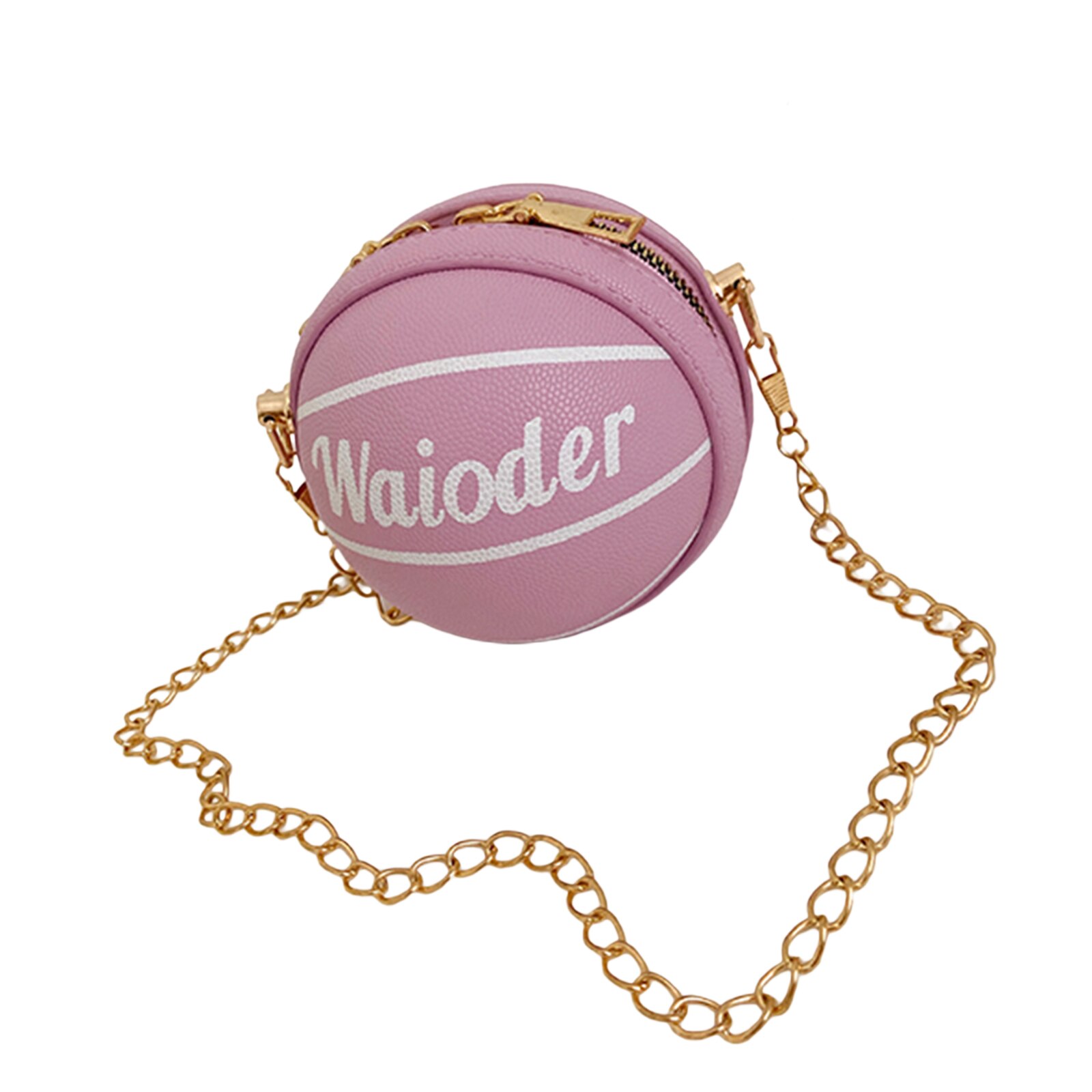 8 Kleuren Kids Schoudertas Lederen Cross-Body Pack Metalen Ketting Riem Reizen Grote Capaciteit Ronde Basketbal Zakken: Paars