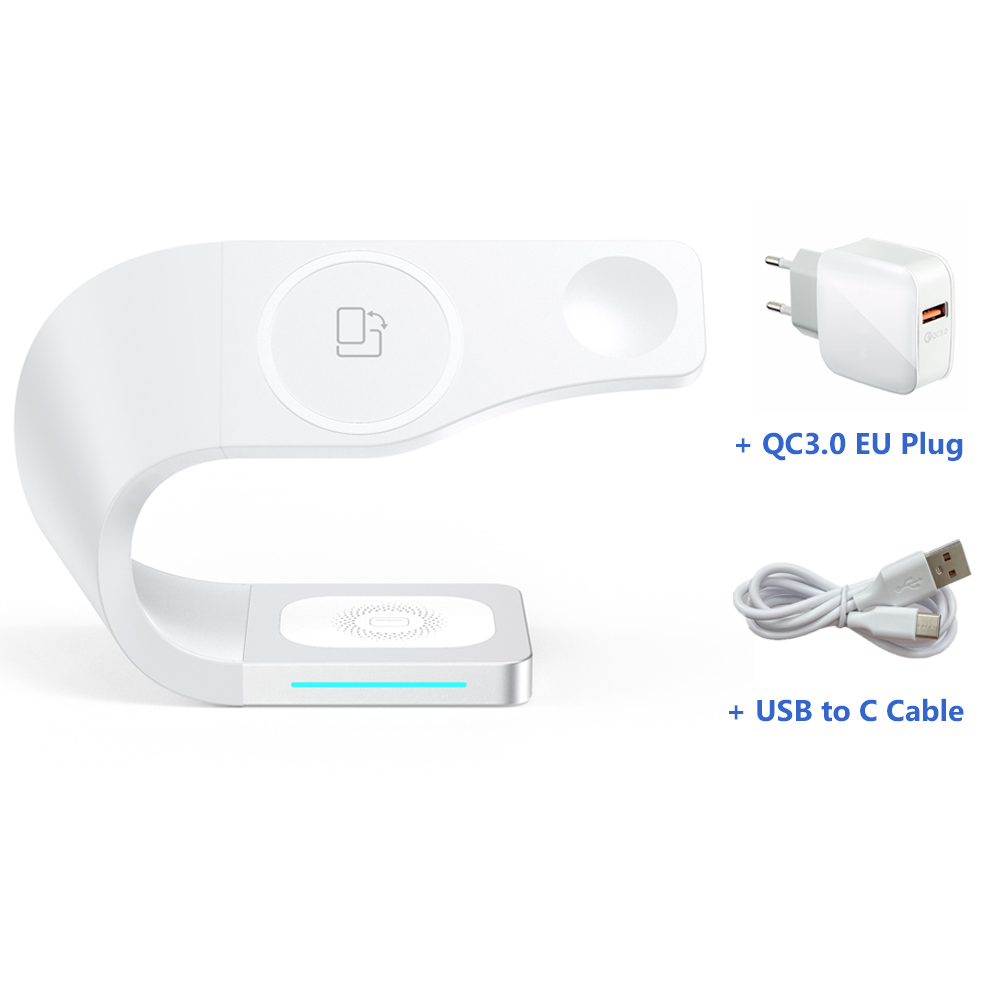15w magnetische schnelllade-dockingstationen für iphone 13, 13 pro, 12 pro max , 4 in, 1 , airpods pro und iwatch  se 6, 5, 4, 3.: Weißer eu-stecker