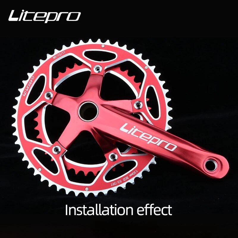 Litepro 130BCD 53t -39t Bicycle Chainring Double Round Aluminum Alloy Dual Chain Ring for Road / Folding Bike 9 10 11 speeds
