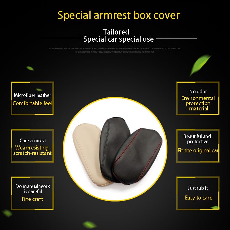 Tioodre komfortabelt fiberlæder armlænsdæksel beskyttelse centralboks til toyota corolla 13-18 bilstyling