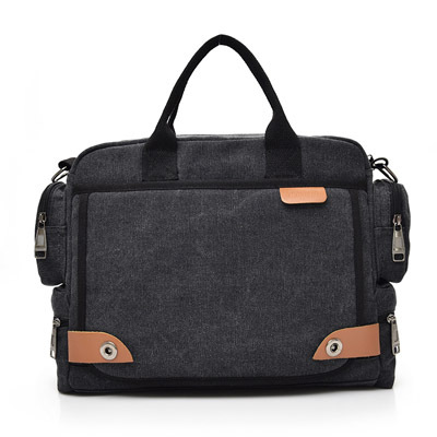 Herenhandtas multifunctionele canvas herentas schoudertas zakelijke casual crossbody messenger reistas canvas tas: Zwart