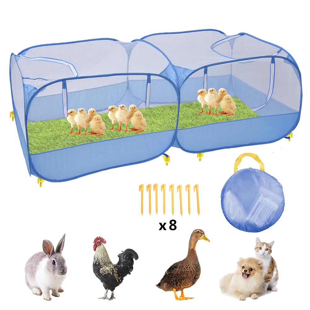 Portable Pet Playpen Chicken Coop Rabbit Cage Foldable Pet Fence Suitabl For Chicken Duck And Rabbit Cat 0utdoor Tent: Blue