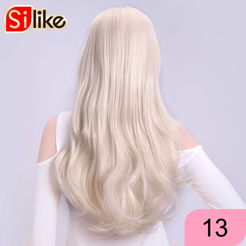 Silike Synthetische 3/4 Halb Perücken 24 Zoll Lange blond Wellenförmige Perücke Mit Clip in Haar Verlängerung 16 Farbe 210g für Schwarz Weiß Frauen: 13
