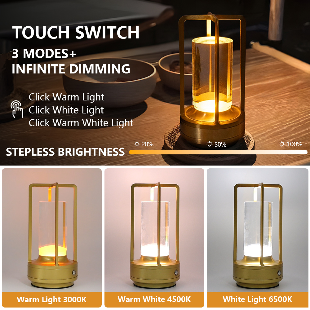 Lampada da lettura USB-C da 600LM Lampada da lettura a 3 colori dimmerabile per la cura degli occhi Lampada da scrivania a batteria 12H per studio Ufficio Casa 360 ° Illuminazione