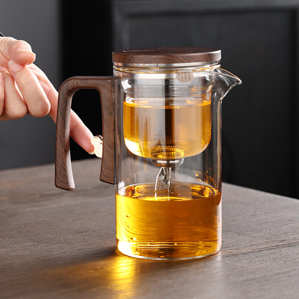 Glas Teekanne Wasserkocher Infuser 520ML/720ML Teekanne Wasser Trennung Innen Magnet One Click Magnetische Schalter tee Filtration Tasse Set