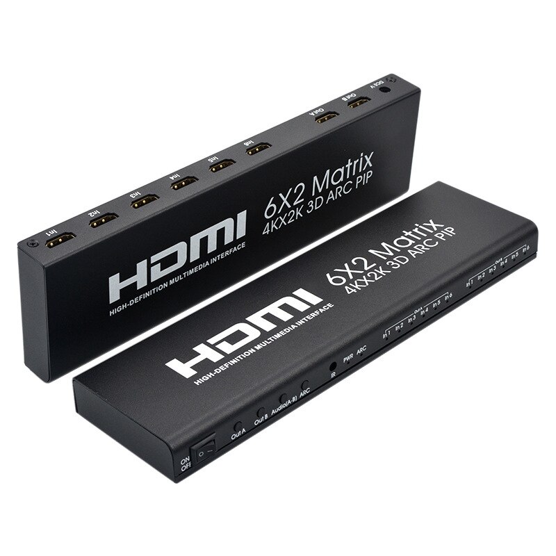 6X2 HDMI Matrix Ultra 1080P HD 4Kx2K/30HZ HDR ARC Switch Splitter Optical SPDIF 3.5mm o HIFI HDMI Switcher