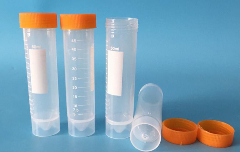 50ml Orange PP Material Screw Vertical Flat Centrifuge Tube 117mm Length