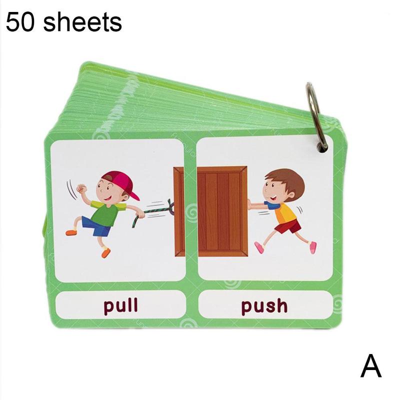 Baby Learn English Word Card Flashcards Synonyms Educational Words Learning Flashards Daily Behavior Life Cognitive Picture: Default Title