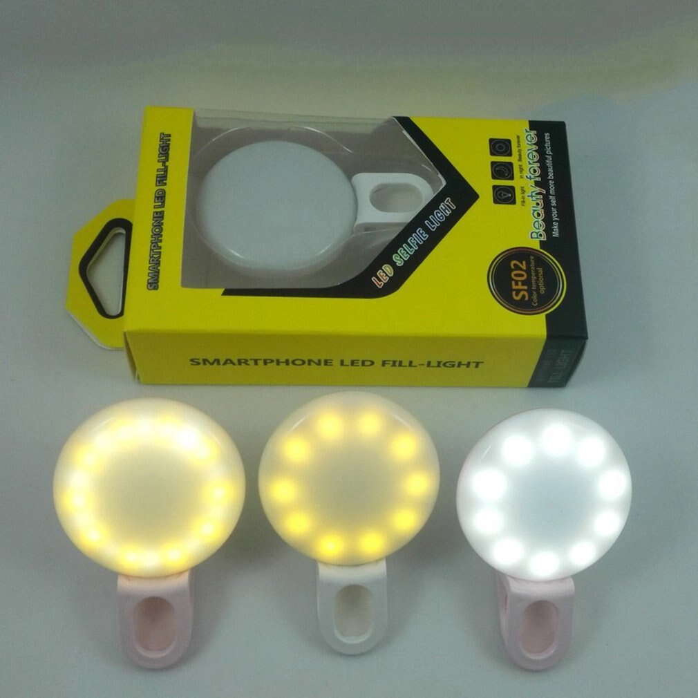 Tragbare Selfie Flash Led Kamera Clip-auf Handy Selfie Ring Licht Video Nacht Verbesserung Füllen Licht