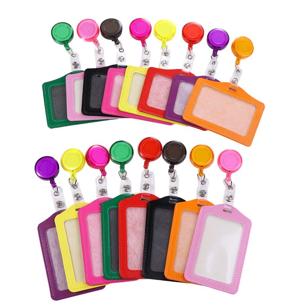 Work ID Card Retractable Pull Badge Holder Transparent Card Cover Student Card Sleeves Bus Card Holder Credit Cards Protector