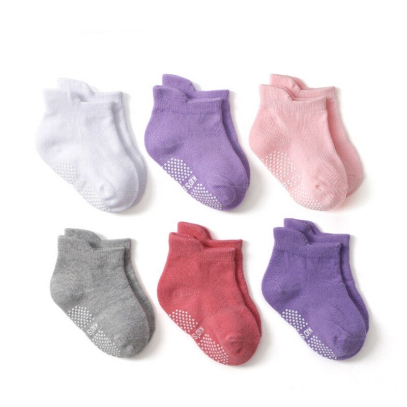 6/12Pairs Lente Herfst Baby Jongens Sokken Mesh Katoen Zachte Kinderen Tollder Sokken Met Rubberen Zolen Baby Baby anti-Slip Vloer Sokken: D034B / M(1-3Y)