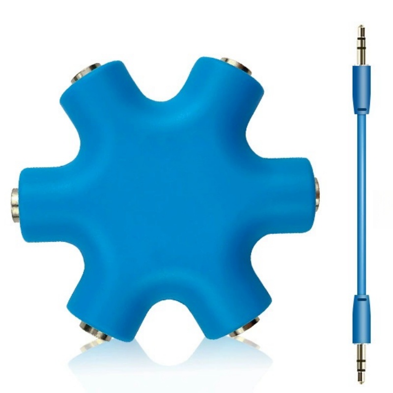 Répartiteur Audio 3.5mm avec câble adaptateur, 1 mâle à 5 femelles, câble séparateur Audio pour écouteurs, convertisseur de sortie sonore Aux multi-ports: Grey