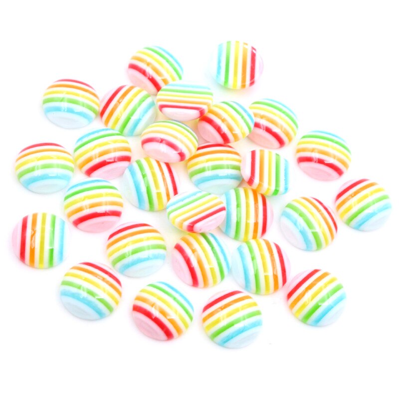 ! 40 unids/lote 12mm colores mezclados resina trasera plana rayas clásicas cabujones Cabochon Base camafeo 12mm: W3-18