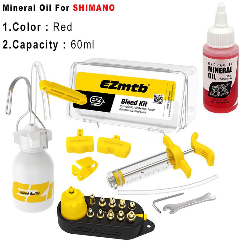 EZMTB Metal Joint Bleed Kit Bike Hydraulic Disc Brake Tool Mineral Oil For shimano/magura/sram/avid/tektro/hayes/giant/formula: Red Set