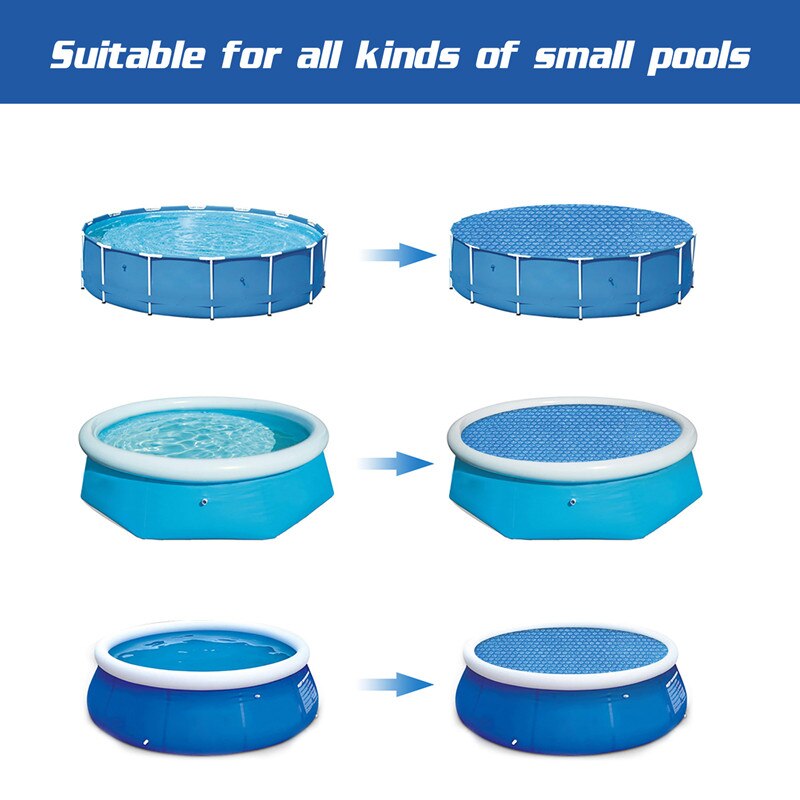 Round pool cover, swimming pool heat retention cover, solar cover, rainproof, dustproof, uv-resistant pool accessory, new