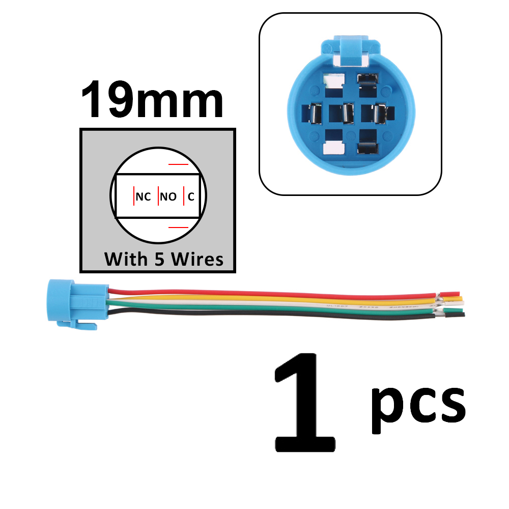 1 Uds. Para enchufe de cable de 16mm, 19mm y 22mm para interruptor de botón de metal, cableado de 2-6 cables, cable de botón de luz de lámpara estable de 14cm: Azul