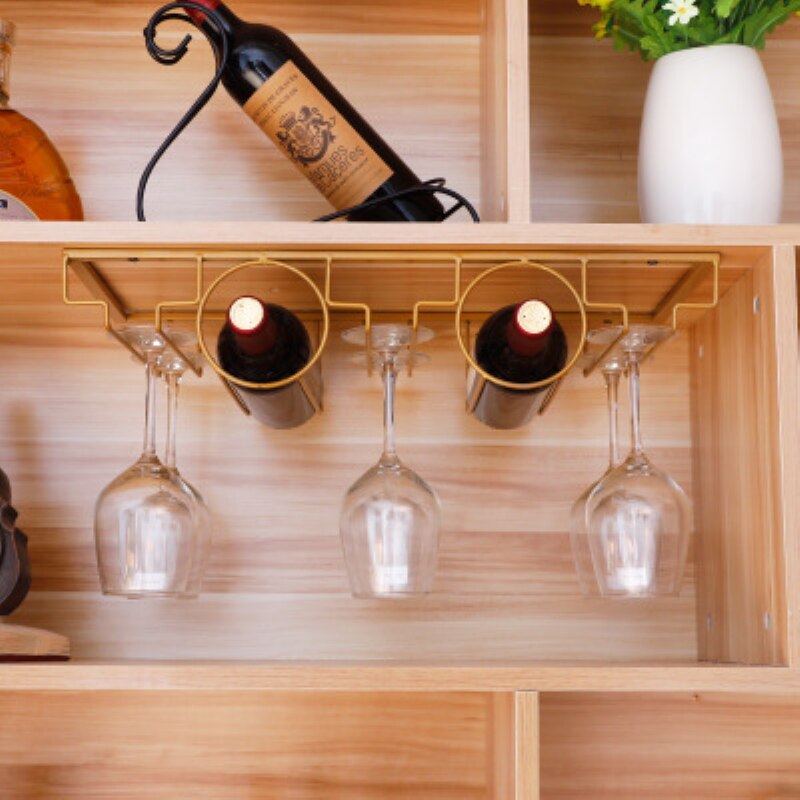 Opknoping Wijnfles Houder Rek Ondersteuning Voor Beker Glas Metalen Muur Decor Plank Wijn Organizer Hanger