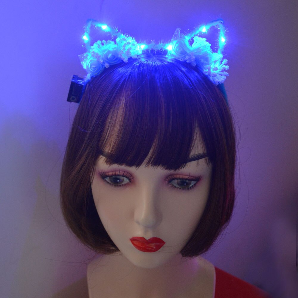 Led blinkende lys cosplay djævel hovedbånd leopard øre fest hovedbeklædning demon horn hårbøjle indretning bryllupsdag